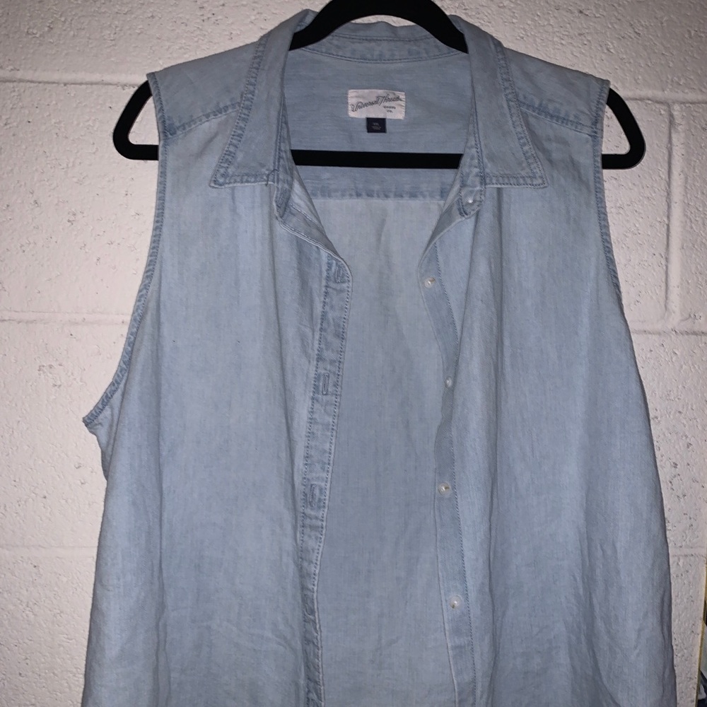 Sleeveless denim button down